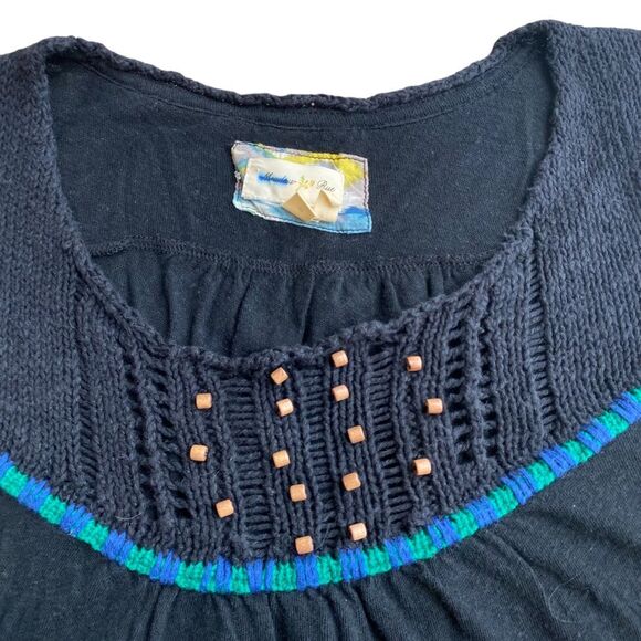 Anthropologie Meadow Rue Linen Crochet Hem Tank Black Size‎ M - Picture 2 of 7